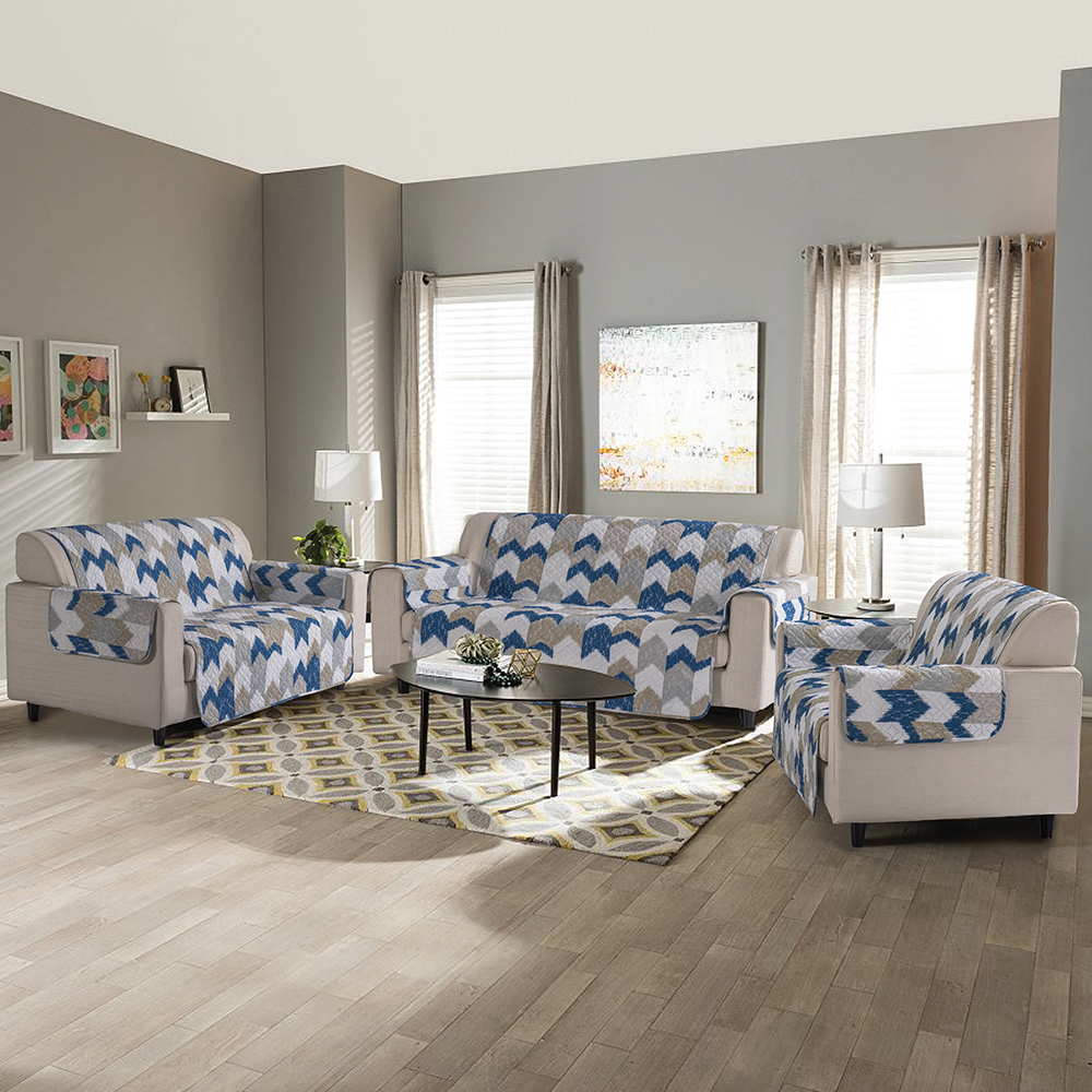 99,99% poliester tercetak dan solid ganda menggunakan penutup sofa 3-pieces set